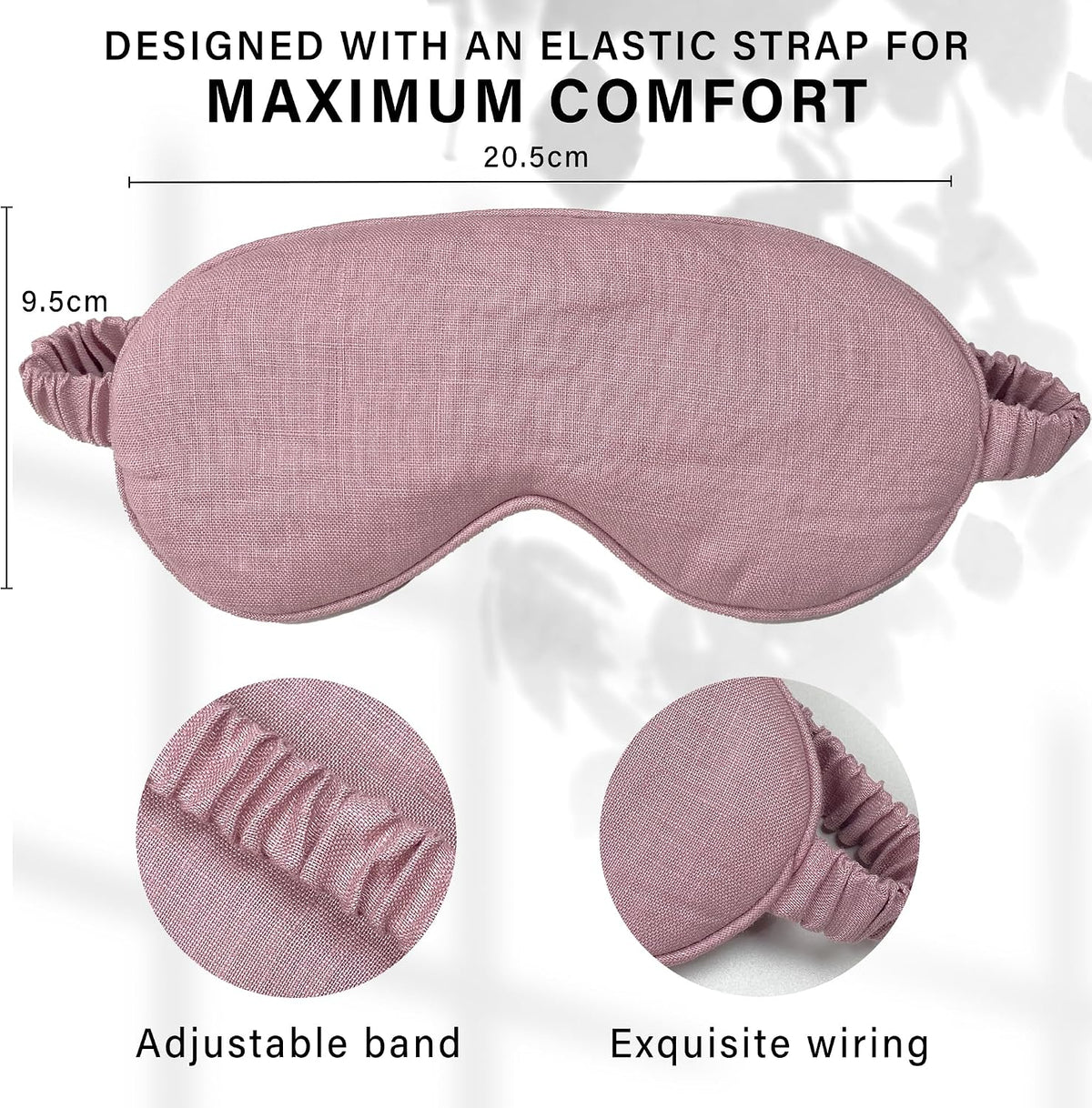 Eye mask Pure Linen Sleep Mask with Elastic Band, No Pressure On Eyes,Side Sleeper Eye Cover Organic Cotton Core Blindfold,Napping & Yoga Travel Essentials (Natural)