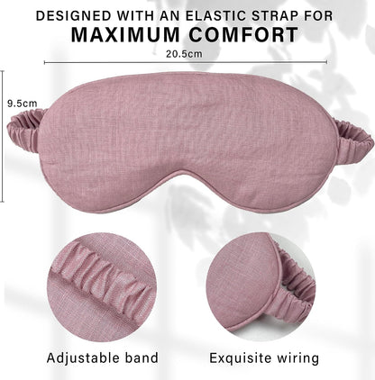 Eye mask Pure Linen Sleep Mask with Elastic Band, No Pressure On Eyes,Side Sleeper Eye Cover Organic Cotton Core Blindfold,Napping & Yoga Travel Essentials (Natural)