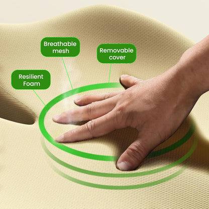 Benazcap Memory Foam Seat Cushion, Ergonomic Office Chair Cushion | Memory foam cushion relieves pressure and supports tailbone comfort for office chairs, cars, wheelchairs and home use.
