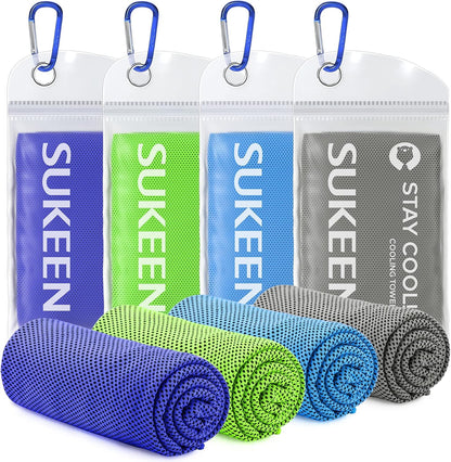 Sukeen 4 Pack Cooling Towels (40"x12") for Neck and Face Instant Cooling | Stay Cool in Hot Weather,Versatility,Soft,Breathable,Durability for Sports,Outdoor activities,Summer works in heat