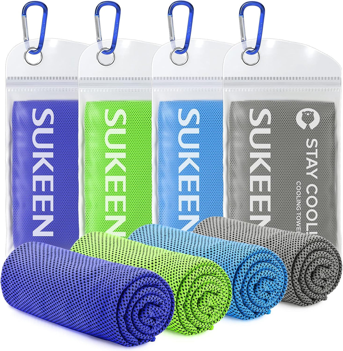 Sukeen 4 Pack Cooling Towels (40"x12") for Neck and Face Instant Cooling