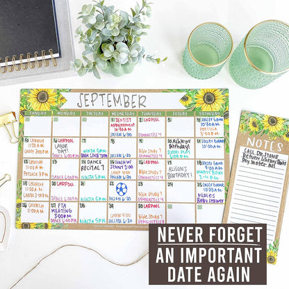 Hadley Designs Magnetic Calendar for Refrigerator - Kraft White Magnetic Dry Erase Calendar, Dry Erase Calendars for Wall, Magnet Fridge Calendars, Notepad for Fridge with Magnet
