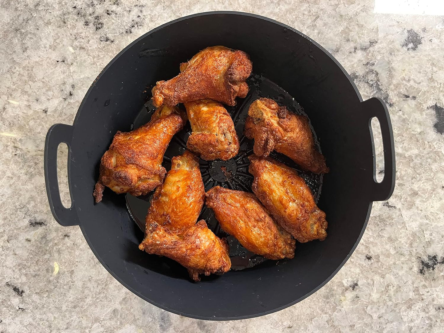 The Silicone Kitchen Reusable Silicone Air Fryer Liner with Conversion Chart Magnet, Dishwasher Safe, BPA Free, 7.5 Inch Diameter, Matte Black