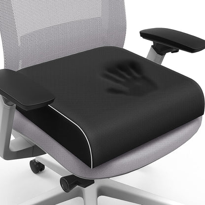 SweetSlubr Seat Cushion, Chair Pad, Memory Foam Large Cushion | Office Chair Cushion for Tailbone Pain Relief, Non-Slip Cover, Soft Support for Office Chair, Car Seat, Airplane,Large/Black
