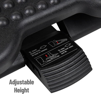 Mind Reader Foot Rest, Under Desk at Work, Ergonomic, Height Adjustable, Office, Plastic, 17"L x 13"W x 6.25"H, Black