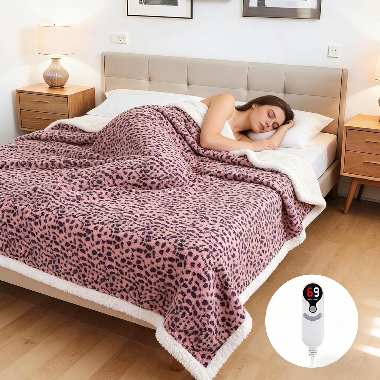 Soypipo Electric Heated Throw Blanket 50"x60", Faux Fur Plush with 4 Heat Settings & 2/4/8/10H Auto Shut-Off, Overheat Protection, Machine Washable, for Office & Chair, Dark Grey