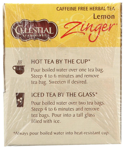 Celestial Seasonings Raspberry Zinger Herbal Tea, Caffeine Free, 20 Tea Bags Box