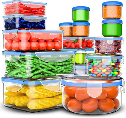 5 Pack Large Fruit Storage Containers for Fridge with Removable Colander | Plastic Food Storage Containers with Lids Airtight-Leak Proof Refrigerator Organizers and Storage of Vegetable