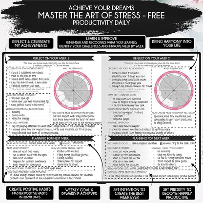 Freedom Mastery Daily Journal of Gratitude, Productivity & Habit Tracker | Undated 90-Day Planner with Daily Reflection, Mindfulness, Positivity, Vision Board & Stickers, Gratitude Journal for Women