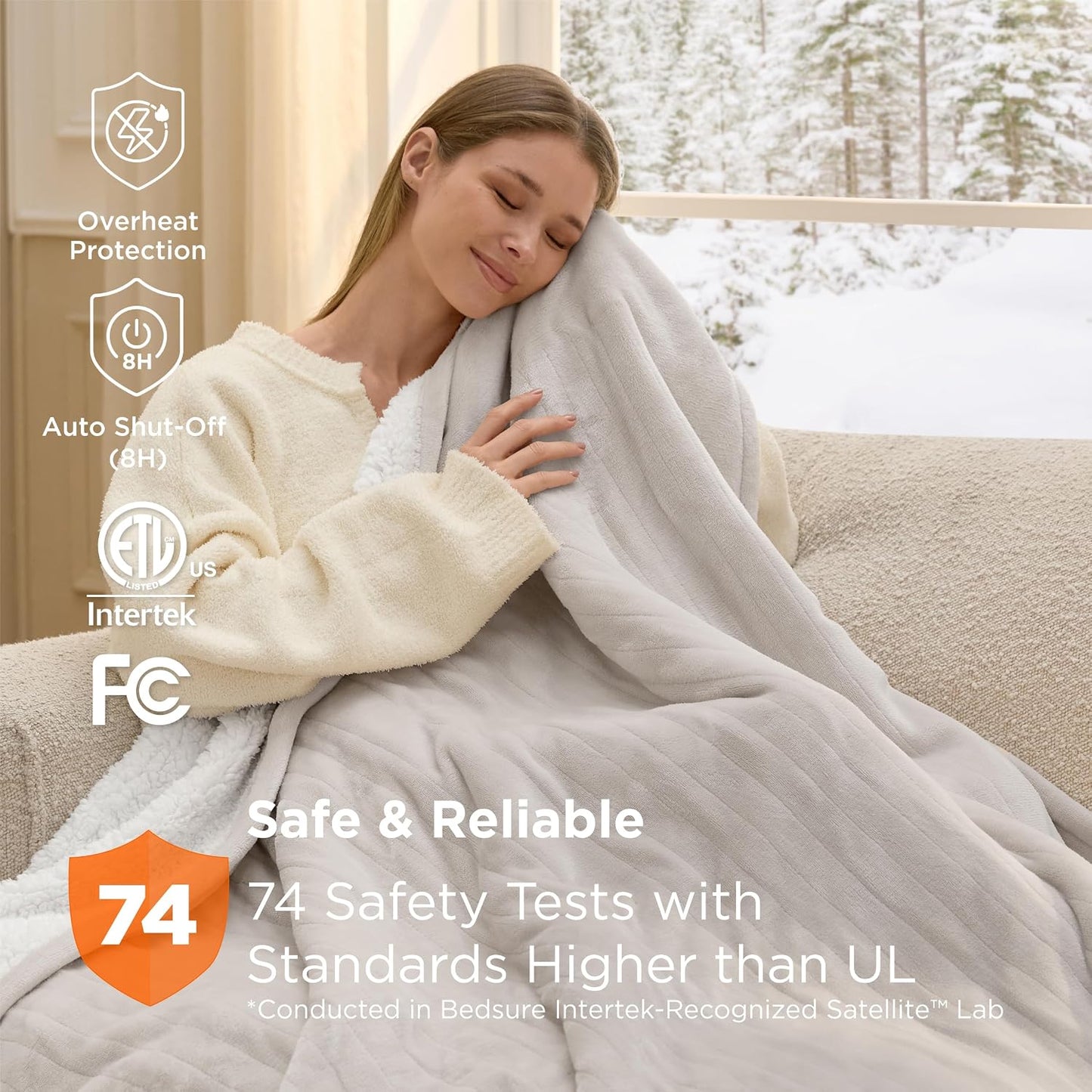 Bedsure Heated Blanket Throw Blanket with Preheat Function - Fast Heating Electric Blanket, Soft Flannel Throw with 6 Time Settings(Up to 10H), 6 Heating Settings, Gifts for Grandma (50"x60", Grey)