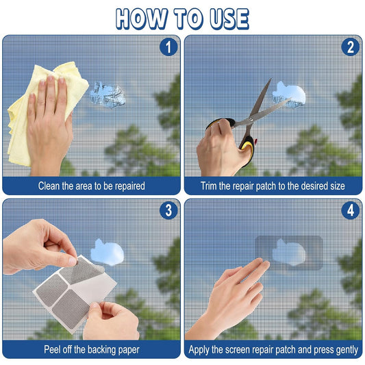 16pcs Fiberglass Screen Repair Patches 3 Sizes Gray Self Adhesive Mesh Tape | Fast Repair Tape for Window, Screen Door & Mosquito Net, Instant Patch to Fix Small Holes and Tears Easily
