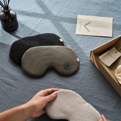 2-Pack Linen Eye Sleep Mask, Organic Blackout, Oversize Shape Cover