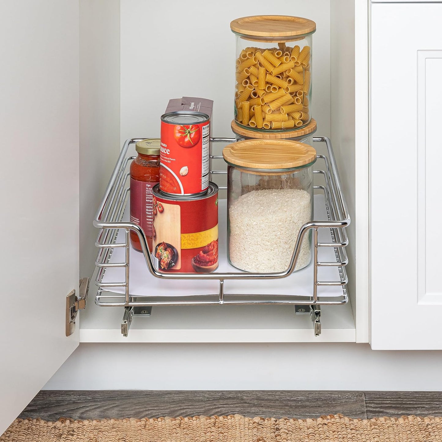 Household Essentials Glidez Multipurpose Chrome-Plated Steel Pull-Out/Slide-Out Storage Organizer for Cookware and Bakeware - 2-Tier Design - Fits Standard Size Cabinet or Shelf, Chrome
