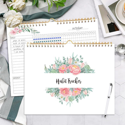 Habit Tracker Calendar- Daily, Weekly & Monthly Habit Tracker Journal | Undated, 12 Months, 7.9"x10", Writable, for Goal Setting, Boost Productivity, Workout Motivation & Self Care Tool