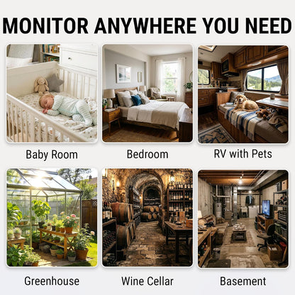 TempPro TempAir 260FT Bluetooth Indoor Thermometer Hygrometer | Indoor Temperature and Humidity Monitor with App Alerts for Bedroom, Greenhouse, Nursery & Cellar, 2-Year Data Export