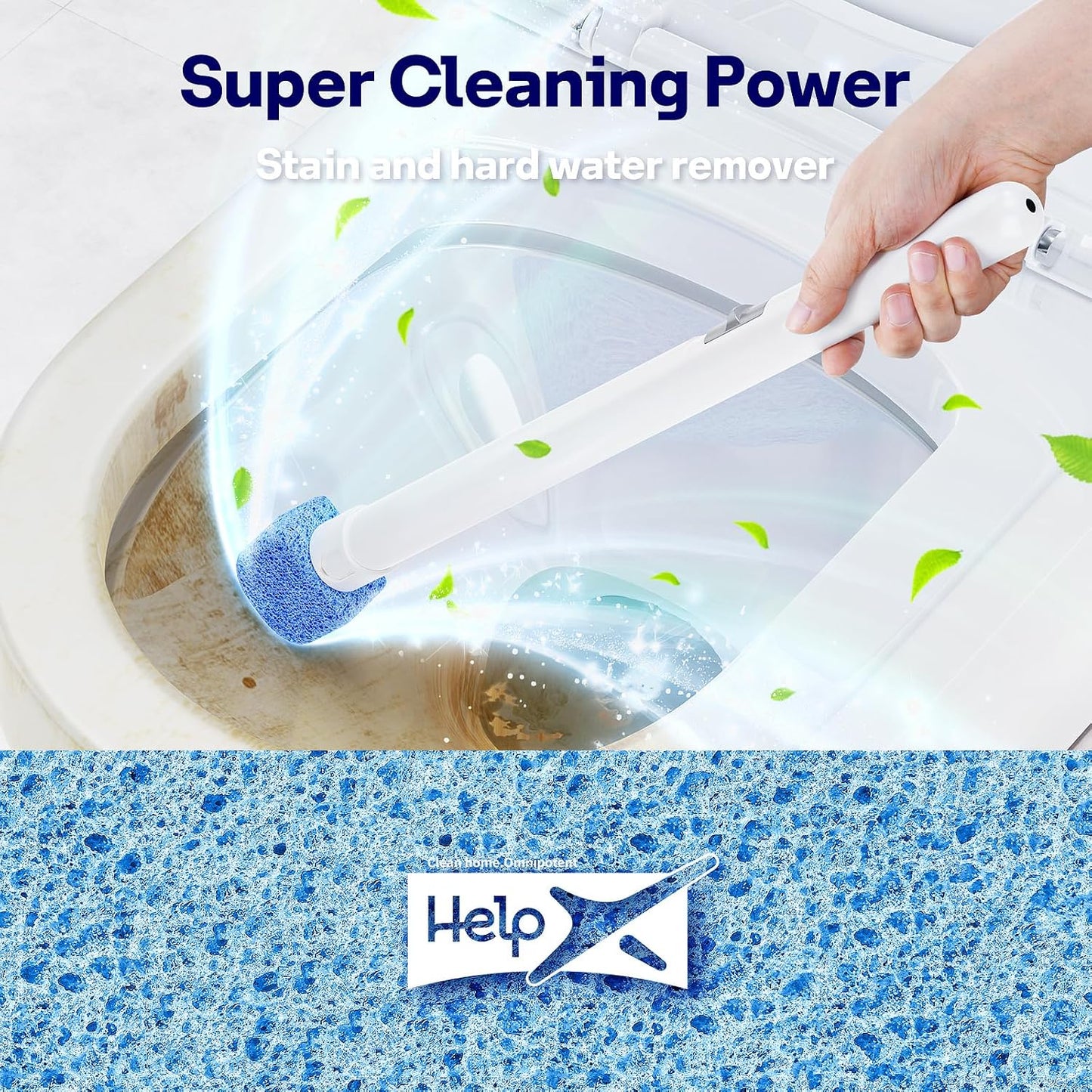Pumice Stone Toilet Bowl Cleaner 8Ct, 18in Extra Long Handle | 18in Extra Long Handle, One-Touch Ejection, Hard Water Stains Ring Limescale Remover, Toilet Bathtub Grill Pool Sink