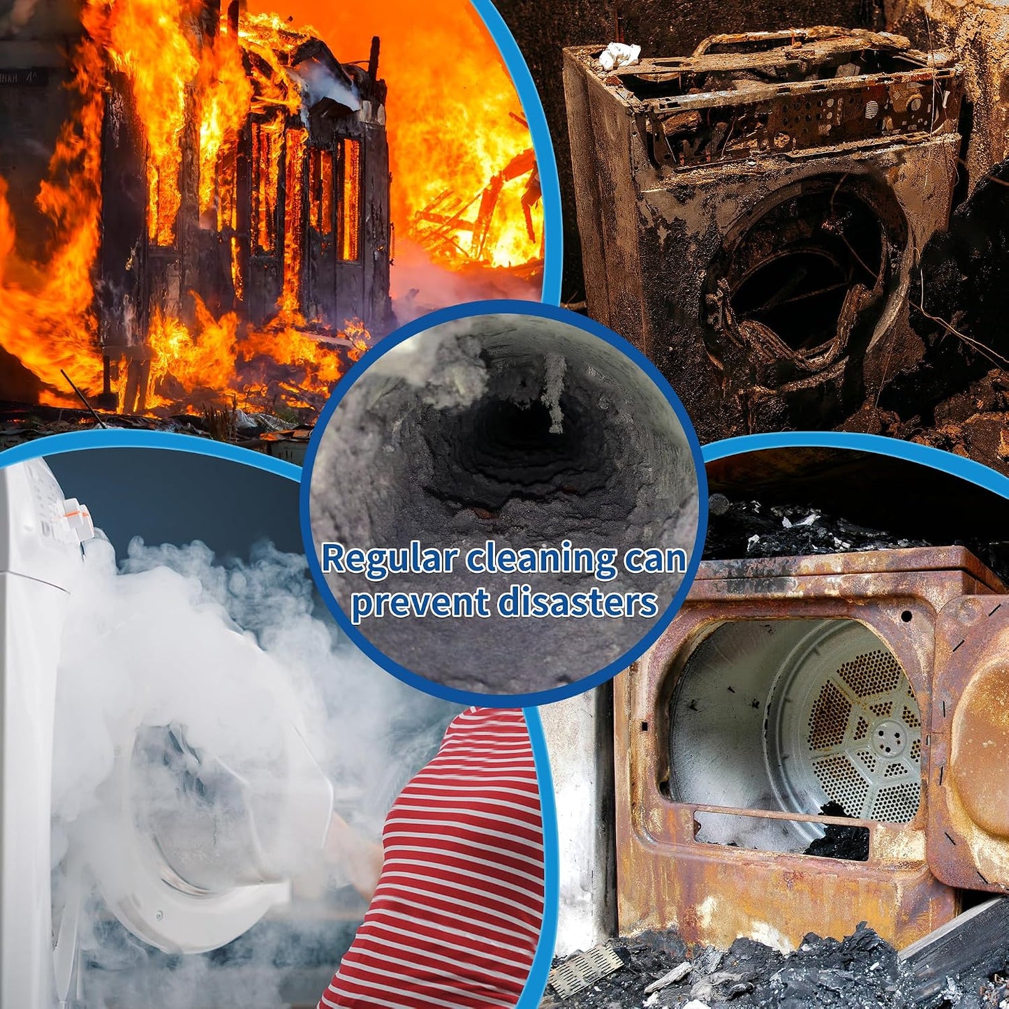 15 Feet Dryer Vent Cleaning Brush Kit, Multi-Scene Durability Chimney Brush with Flexible Nylon Rod, Multi-Purpose lint Cleaning Brush for Drill,Chimneys, fireplaces, Ventilation ducts