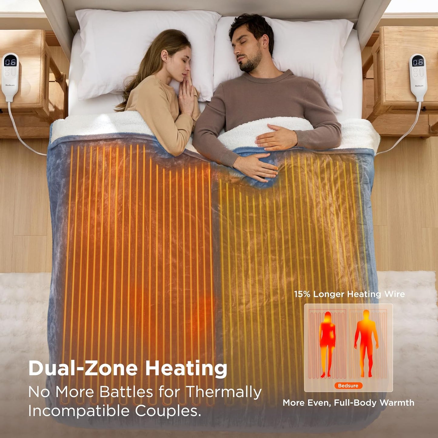 Bedsure Heated Blanket Throw Blanket with Preheat Function - Fast Heating Electric Blanket, Soft Flannel Throw with 6 Time Settings(Up to 10H), 6 Heating Settings, Gifts for Grandma (50"x60", Grey)