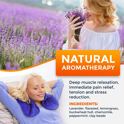 PhysioNatural Microwavable Heating Pad with Natural Herbal Aromatherapy - for Instant Relief and Relaxation in Cases of Muscle Pain, Tension and Stress, Aches, Spasm, Stiffness, Migraines, Headaches