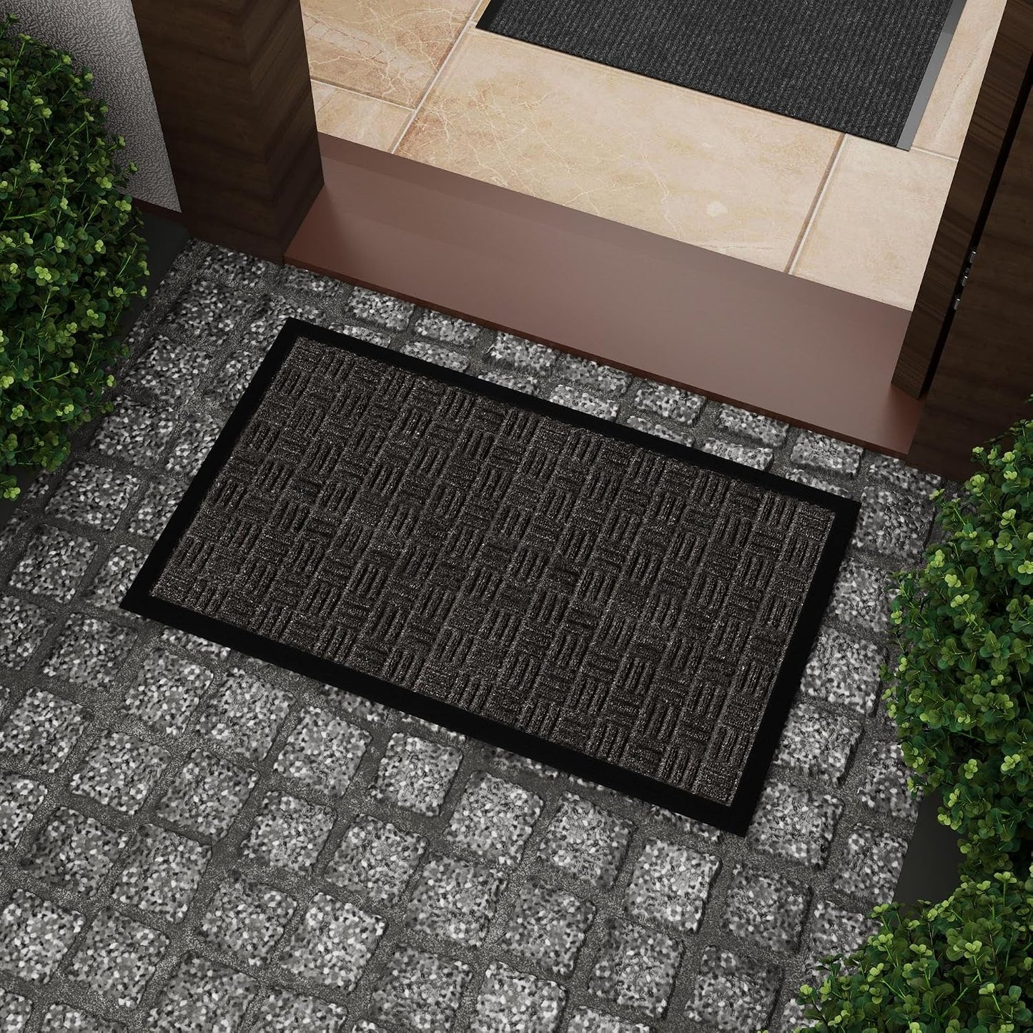 Ottomanson Heavy Duty Rubber Floor Mat – Non-Slip, Waterproof, Easy to Clean – Boot Tray Utility Mat for Shoes, Boots, Entryway, or Pet Feeding Area – Durable, Hose Washable – 16" x 32", Black