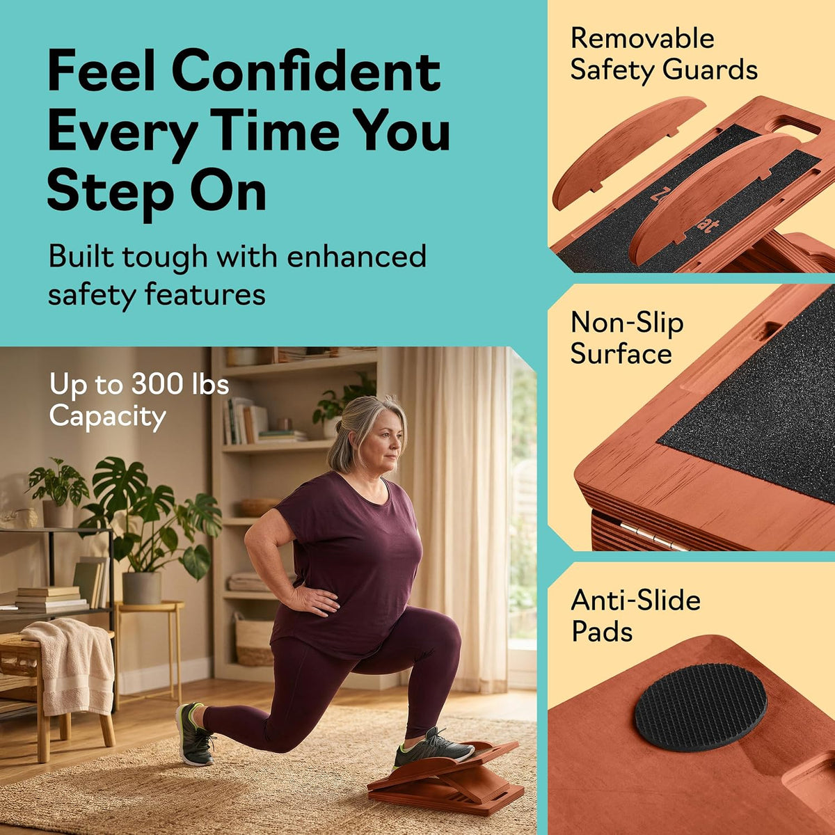 Slant Boards for Exercise, Wooden Slant Board, Calf Stretch Board with 7 Incline Angles, Velour Board, Balance Board & Calf Stretcher, Portable Incline Board for Physical Therapy, Ankle Mobility, Heel & Knees
