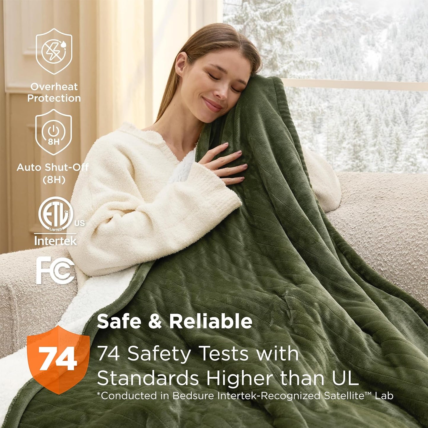 Bedsure Heated Blanket Throw Blanket with Preheat Function - Fast Heating Electric Blanket, Soft Flannel Throw with 6 Time Settings(Up to 10H), 6 Heating Settings, Gifts for Grandma (50"x60", Grey)