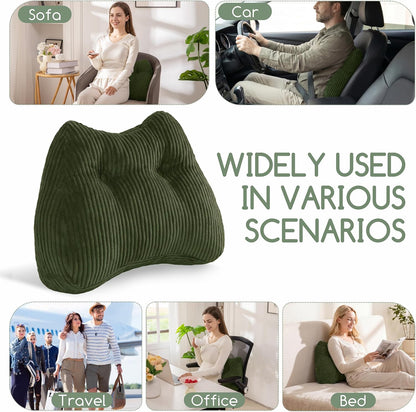 Lumbar Support Pillow for Recliner Chair/Accent Chair/Couch/Office Chair, Tufted Corduroy Back Support Cushion for Elderly, M-Shaped Recliner Cushions for Back Rest, Pain Relief, Reading, Dark Grey