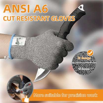Schwer SlicePro ANSI Cut Resistant Gloves, Food Grade Cutting Glove for Kitchen Food Prep, Mandoline Gloves for Meat Cutting, Oyster Shucking, Fish Fillet Processing, PR1501-G, L | Non PFAS, No Glass Fiber, for Kitchen Food Prep, Mandolin Slicing, Meat