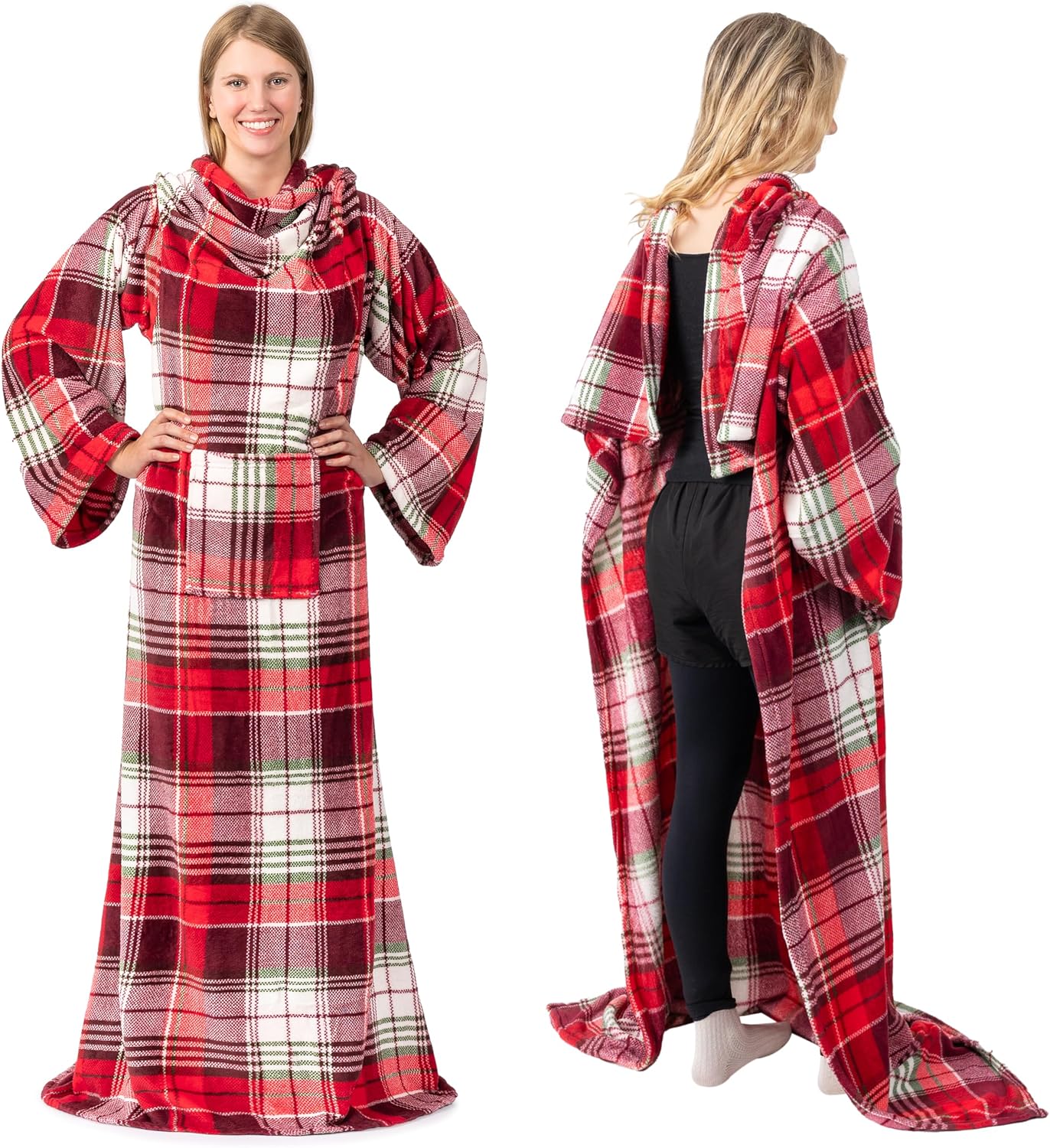 PAVILIA Wearable Blanket with Sleeves for Adult Women Men, Cozy Fleece Warm Wrap Throw with Arms, Gifts for Christmas, Wife