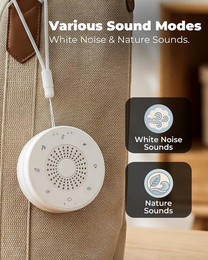 White Noise Sound Machine for Sleep, Portable White Noise Sound Machine with 30 Soothing Sounds, 3 Timers, Night Light, Memory Function for Baby Registry, Adults, Kids, Travel, Home, Office