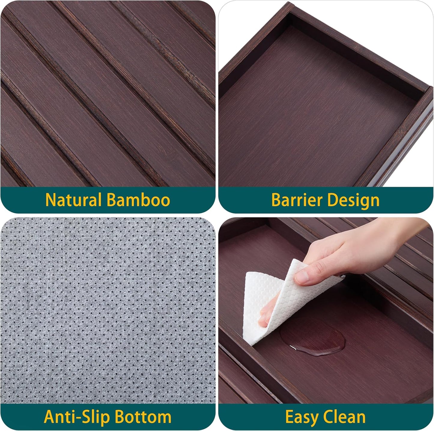 Bamboo Couch Arm Tray Table，Foldable Sofa Armrest Tray Table for Couch，Flexible and Anti-Slip Couch Arm Cup Holder，Portable Sofa Arm Chair Table for Drink,Cups, Eats，Snacks, Phone, Remote