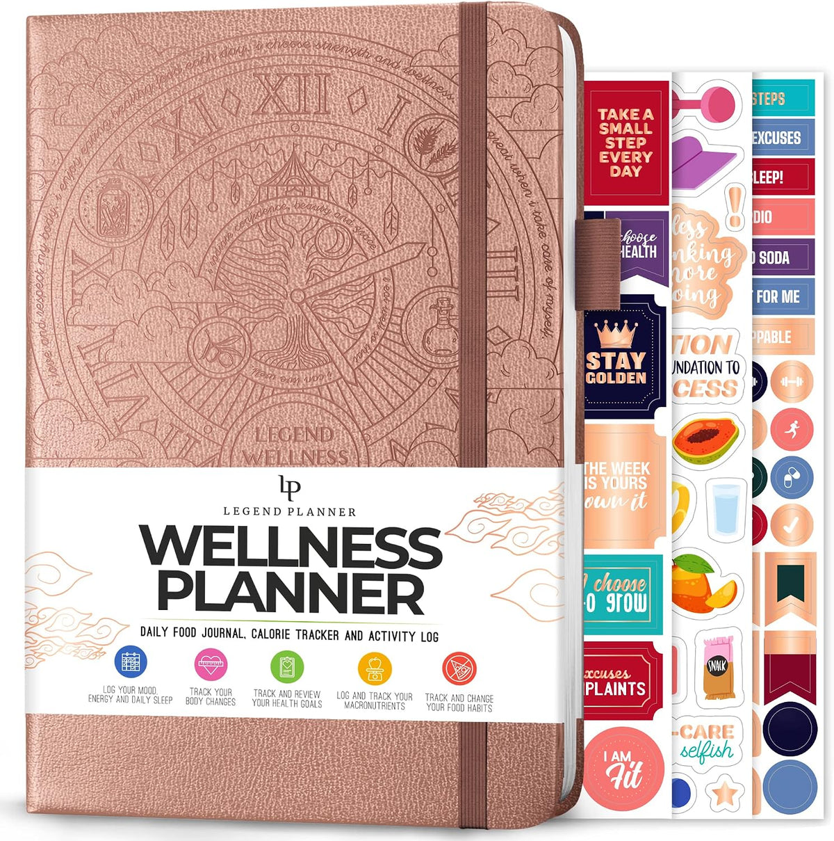 Legend Food Journal, Weight Loss & Meal Tracking Diary 5.8x8.3 Hot Pink