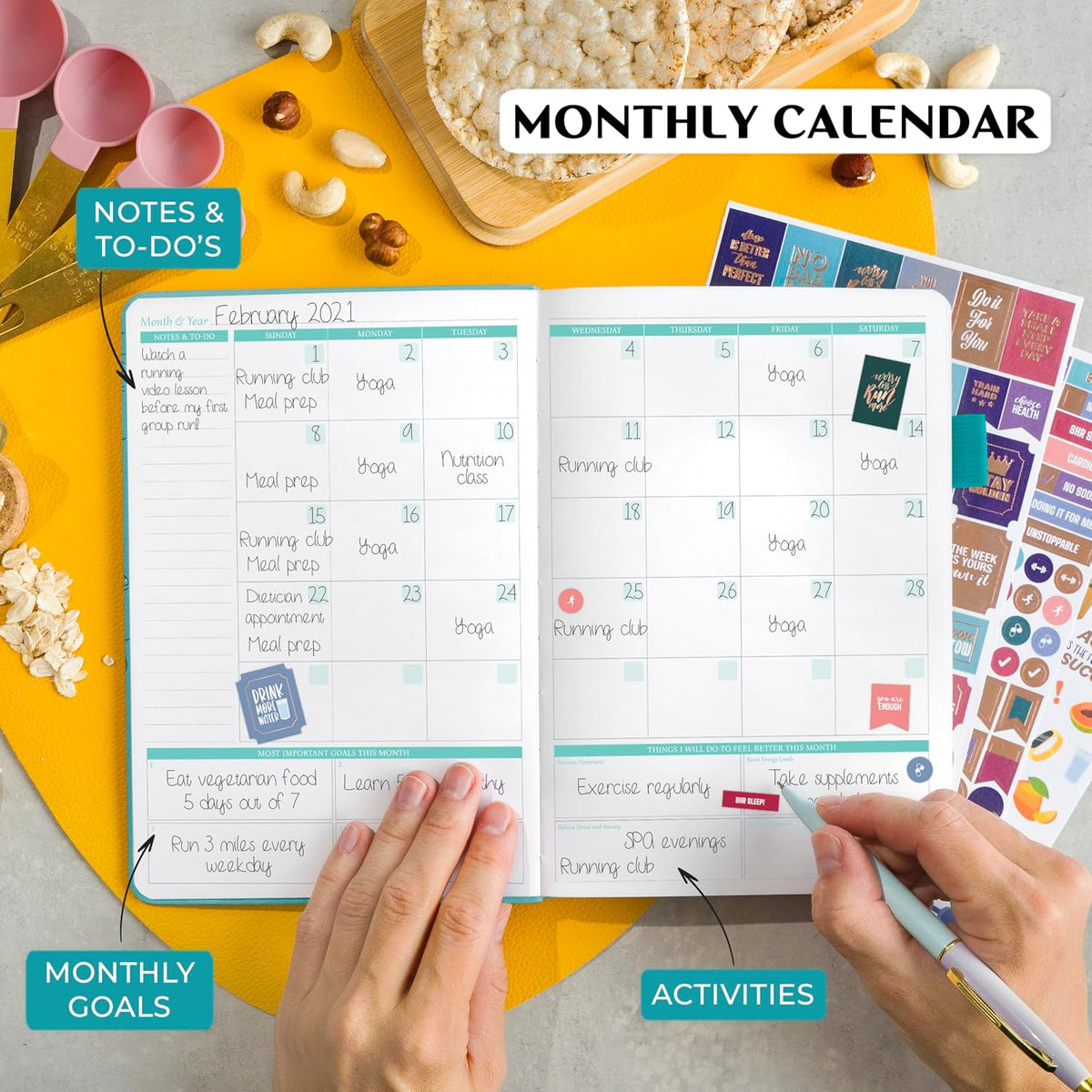 Legend Food Journal, Weight Loss & Meal Tracking Diary 5.8x8.3 Hot Pink