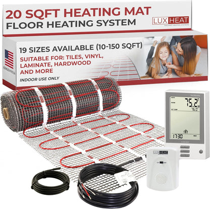 LuxHeat 60 sqft Floor Heat System, Prog Thermostat - 120V Heated Floor Mat