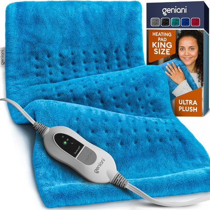 GENIANI Back Pain & Relaxation Gifts for Women – Electric Heating Pad for Back, Neck & Shoulders, Soft Microplush Electric Throw Heating Pad for Period Comfort, Fast Heating, Auto Shut Off, 12"x24"