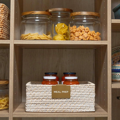 Storage Bin Label Holders Clip-On – 10 Pack Metal Basket Labels for Pantry, Baskets, Shelves & Organization Bins, 3.5” x 2.5