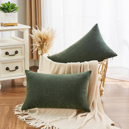 GAWAMAY Lumbar Support Pillow Decorative Rectangle Throw Pillow Covers 12"x20" Inch Set of 2, Soft Chenille Fall Pillowcase for Living Room Bedroom Sofa Couch Cushion Cover Grey 30x50cm (No Insert)