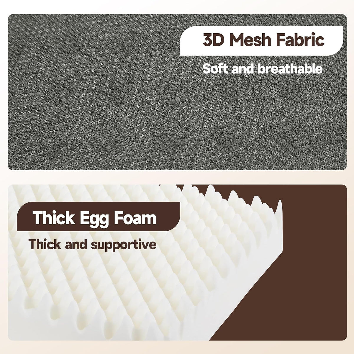 HOMBYS Egg Shaped Foam Recliner Chair Cushion for Elderly, 20×20×5inch Thicken & Extra Large Seat Cushion Cahir Pad for Couch, Armchair, Wheelchair for Easy to Reduce Hip & Lumbar Pain, Black