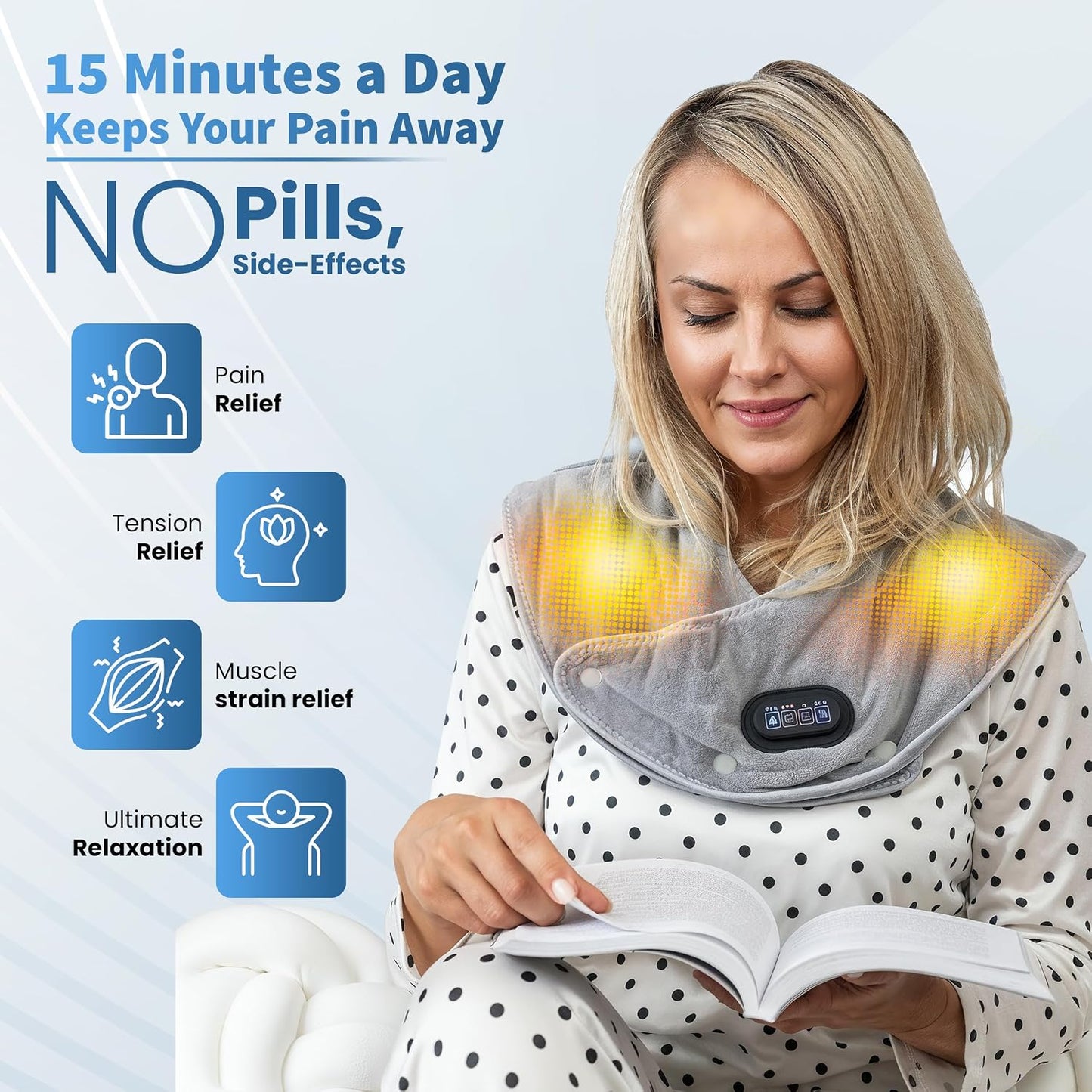 Callixe TheraWrap | Cordless Heating Pad for Neck, Shoulders, and Upper Back | Cervical Electric Massager with Instant Heat and Vibration for Pain Relief & Deep Relaxation | Ideal Gift for Mom & Dad