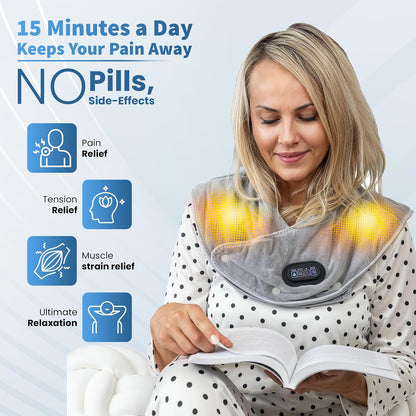 Callixe TheraWrap | Cordless Heating Pad for Neck, Shoulders, and Upper Back | Cervical Electric Massager with Instant Heat and Vibration for Pain Relief & Deep Relaxation | Ideal Gift for Mom & Dad
