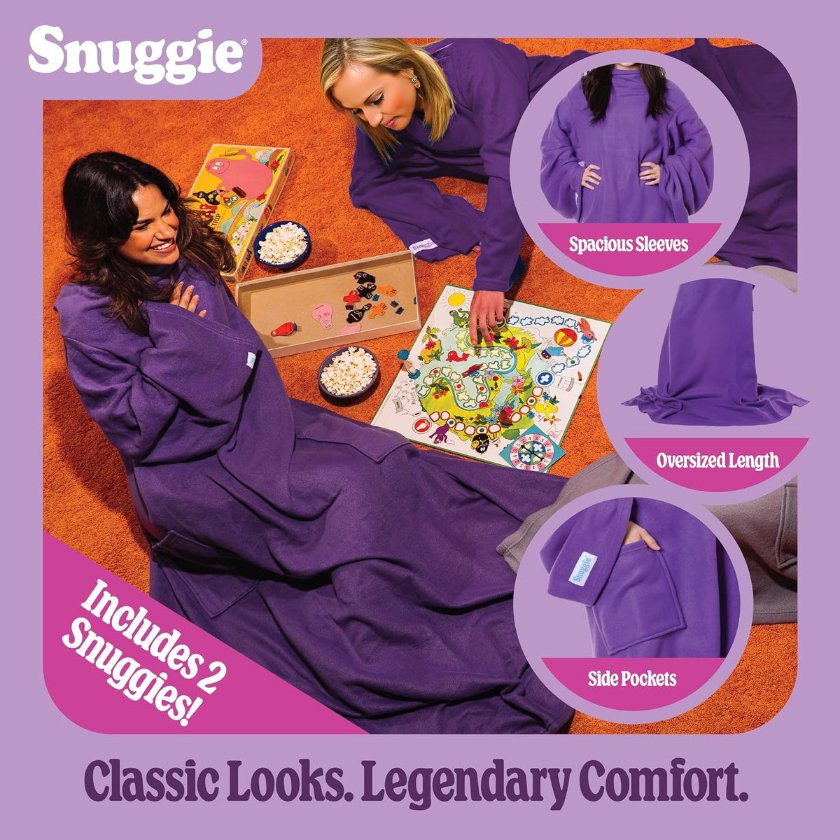 Snuggie The Original Wearable Blanket With Sleeves & Pockets | Cozy Oversized Throw for Adult Men & Women | One Size, 71x54