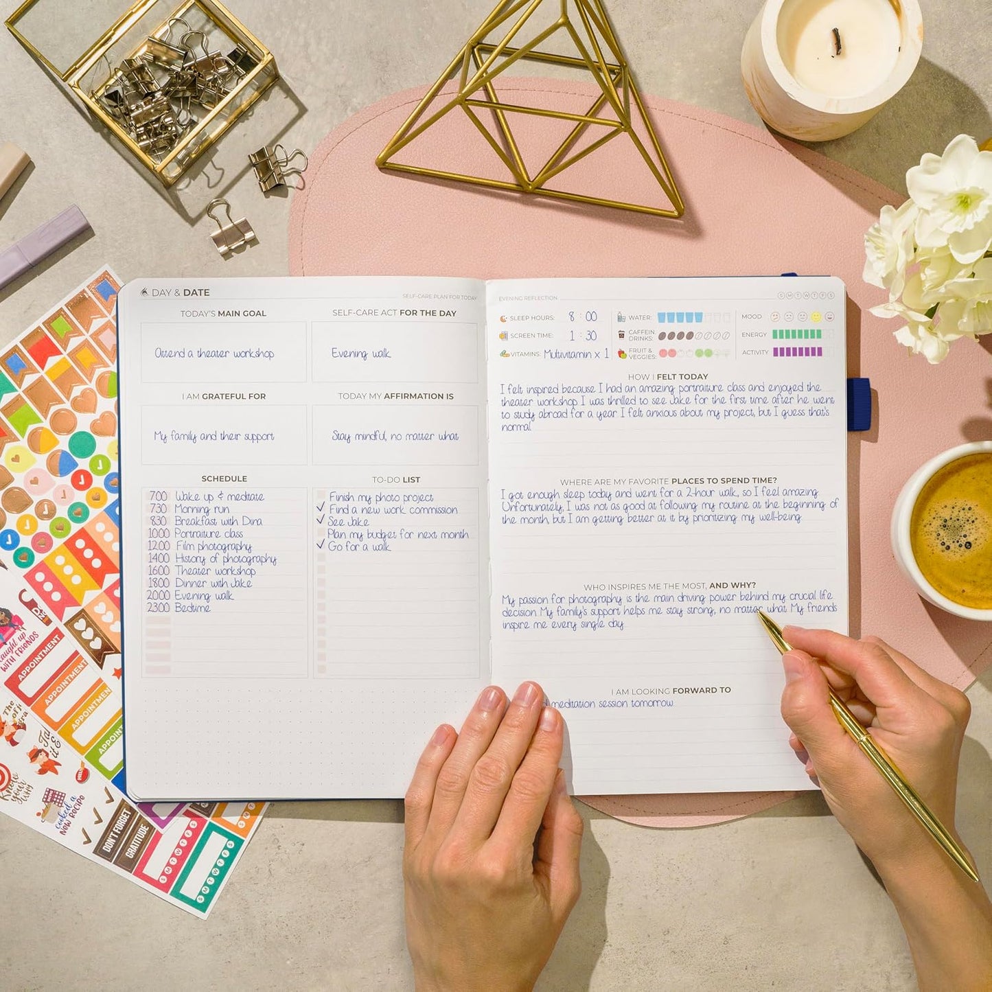 Clever Fox Self-Care Journal for Women, Daily Planner 5.8x8.3 Aquamarine | 3-month mental health journal, habit tracker, wellness journaling supplies for women & teen girls, gratitude & mood log