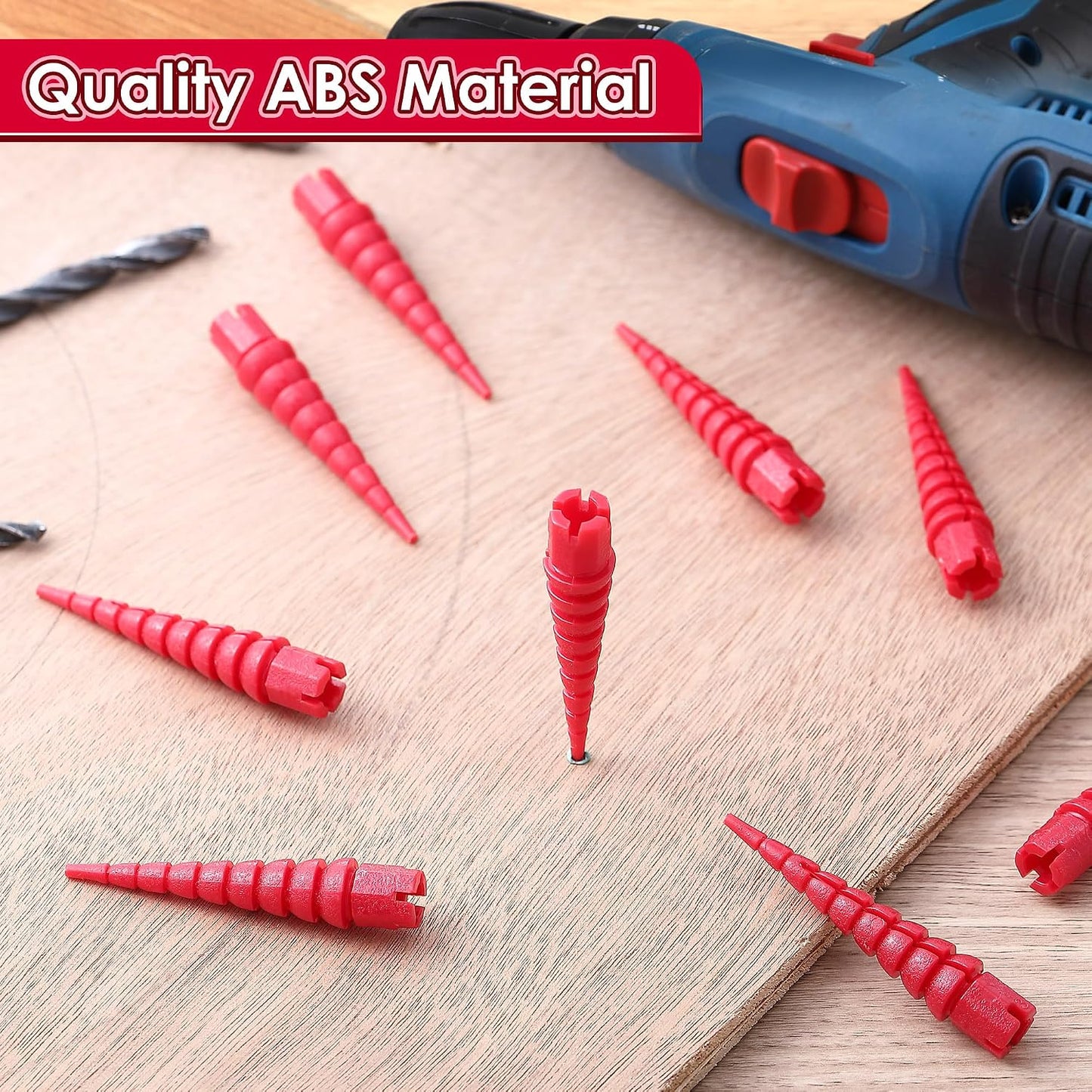 10 Pcs Wood Anchor, Fix Stripped Wood Screw Holes, Red | Fits Screws Sizes #2 to #16, Repairs Stripped Screw Holes, For Door Hinges, Cabinets and Furniture, Easy to Install