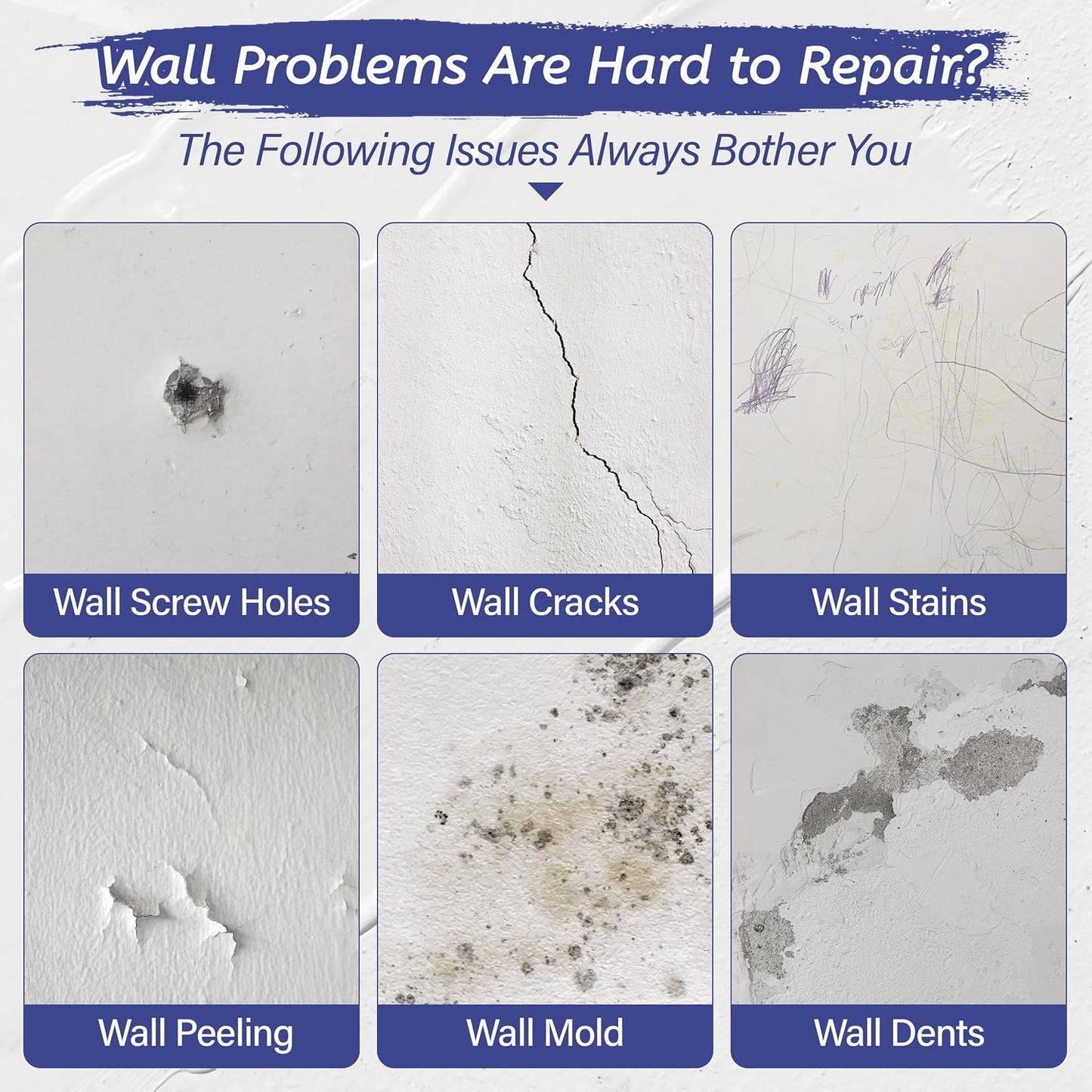Oriflame Drywall Repair Kit: 8.5 Ounce Spackle Wall Repair with Patch/Scraper/Sandpaper/Gloves - White Wall Putty for Nail Holes/Cracks/Dents/Stains/Peeled Wall (1)