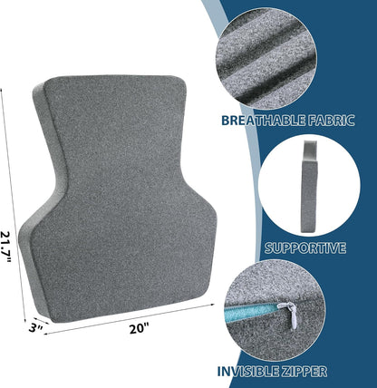 HOMBYS Ergonomic Lumbar Support Pillow for Recliner,Memory Foam Chair Back Support Cushion for Elderly,Extra Large Lumbar Support Pillow,Low Back Pain Relief Cushion,Grey