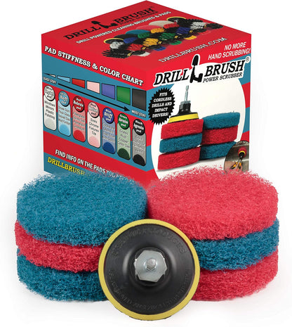 Cordless Drill Attachment - Acid Rain - Pool Tile - Granite - Shower Doors | Scrub - Scour - Drill Pads - Hard Water Stain Remover - Soap Scum - Mold - Mildew - Mineral - Rust - Calcium - Limescale