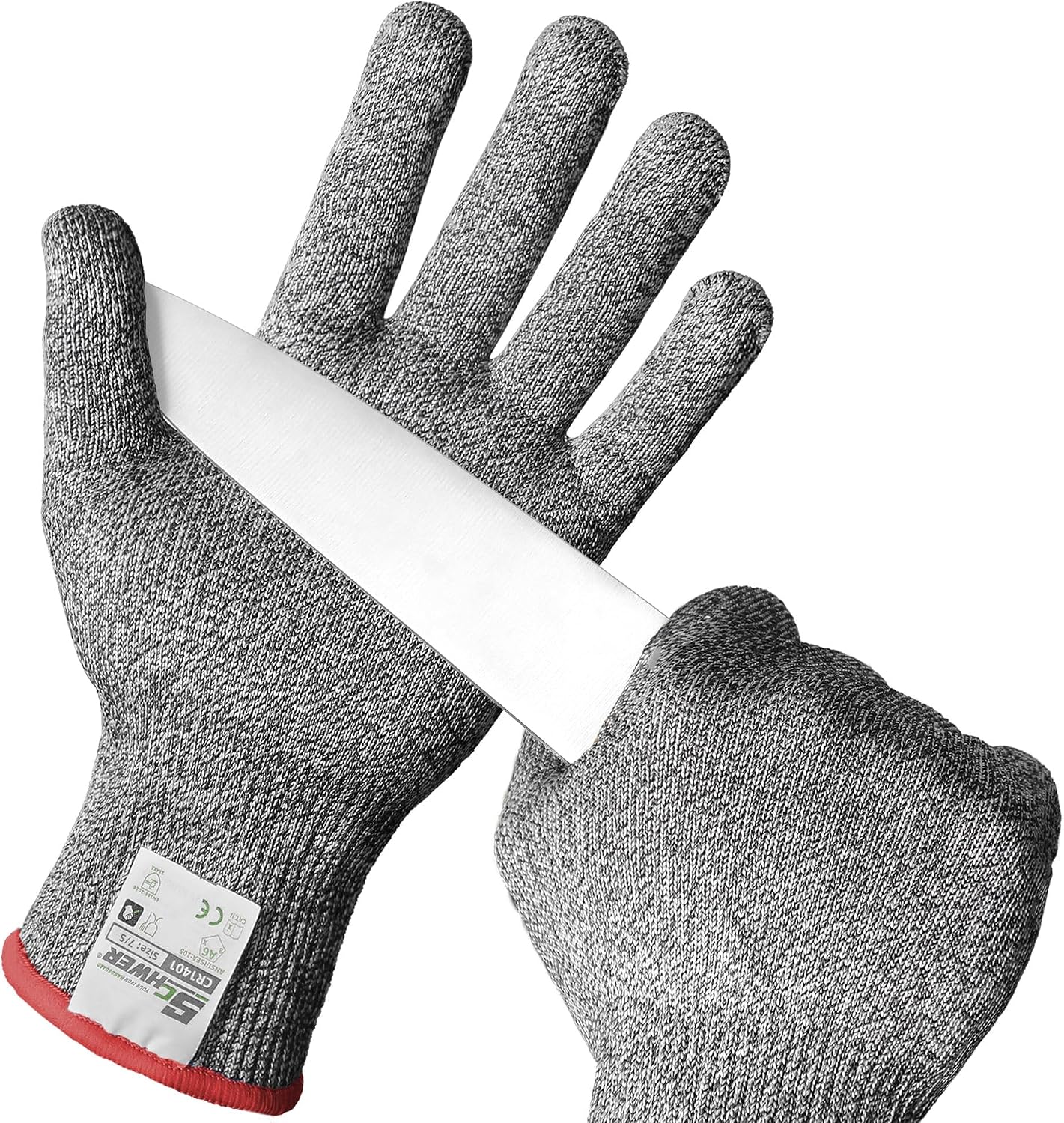 Schwer SlicePro Ultra-Durable ANSI Cut Resistant Gloves PR1501, 10X Reinforced Food Grade Cutting Glove, Mandoline Gloves for Kitchen Meat Cutting, Oyster Shucking, Fish Fillet Processing, M | Non PFAS, No Glass Fiber, for Kitchen Food Prep, Mandolin