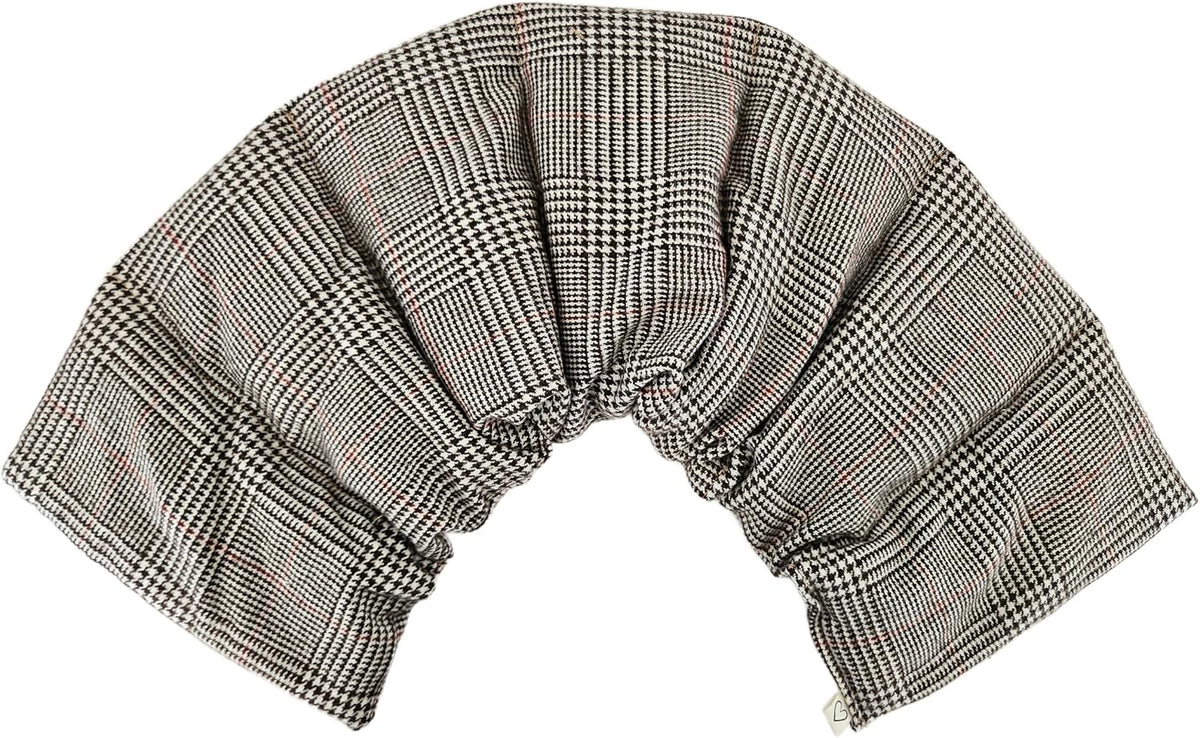 Microwavable LOVEwrap Neck & Shoulder wrap - Unscented 6 x 24 - Flax Seed - Soothes Muscle Ache Pain Relief - Natural Soft Cotton - Warming Muscle Relaxation- Flowers Black