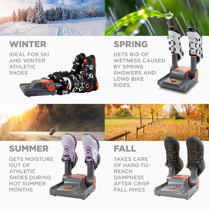 DryGuy Shoe, Boot, Garment & Gear Electric Dryer, Quick Drying for Ski, Work, Sports Equipment – Energy Efficient, Odor Eliminating Design, Home or Garage Use,4 Port, Heat + Fan (Dry time: 1-3hrs)