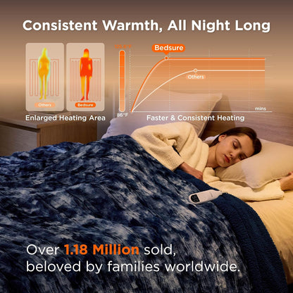 Bedsure Heated Blanket Throw Blanket with Preheat Function - Fast Heating Electric Blanket, Soft Flannel Throw with 6 Time Settings(Up to 10H), 6 Heating Settings, Gifts for Grandma (50"x60", Grey)